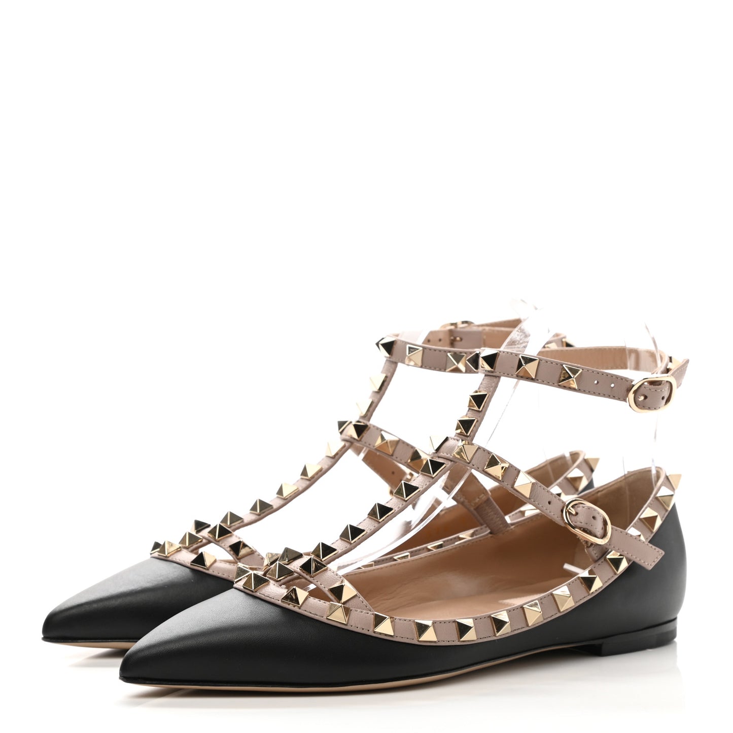 Nappa Rockstud Cage Ballerina Flats 35 Black Poudre