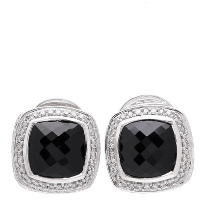 David Yurman Sterling Silver Diamond Black Onyx 14mm Albion Earrings 1 of 4