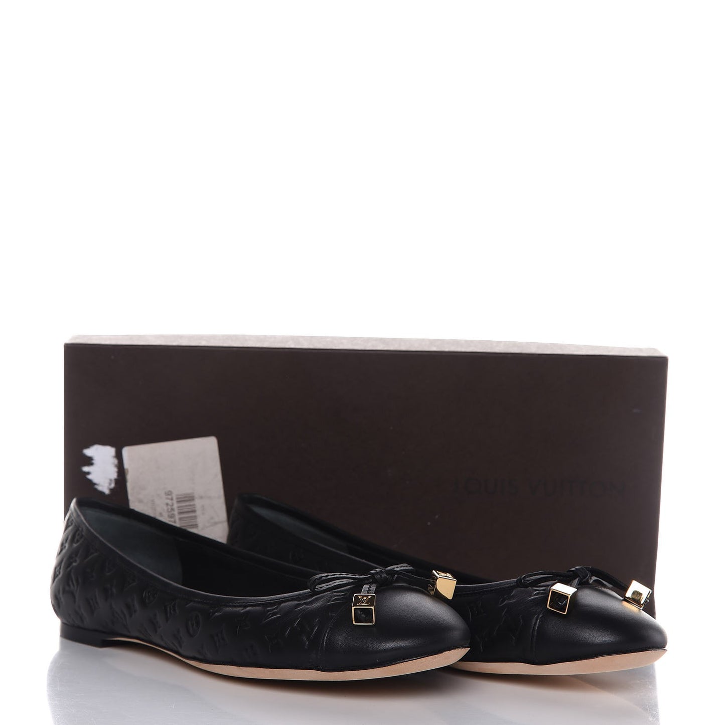 Calfskin Embossed Monogram Debbie Ballerina Flats 38.5 Black