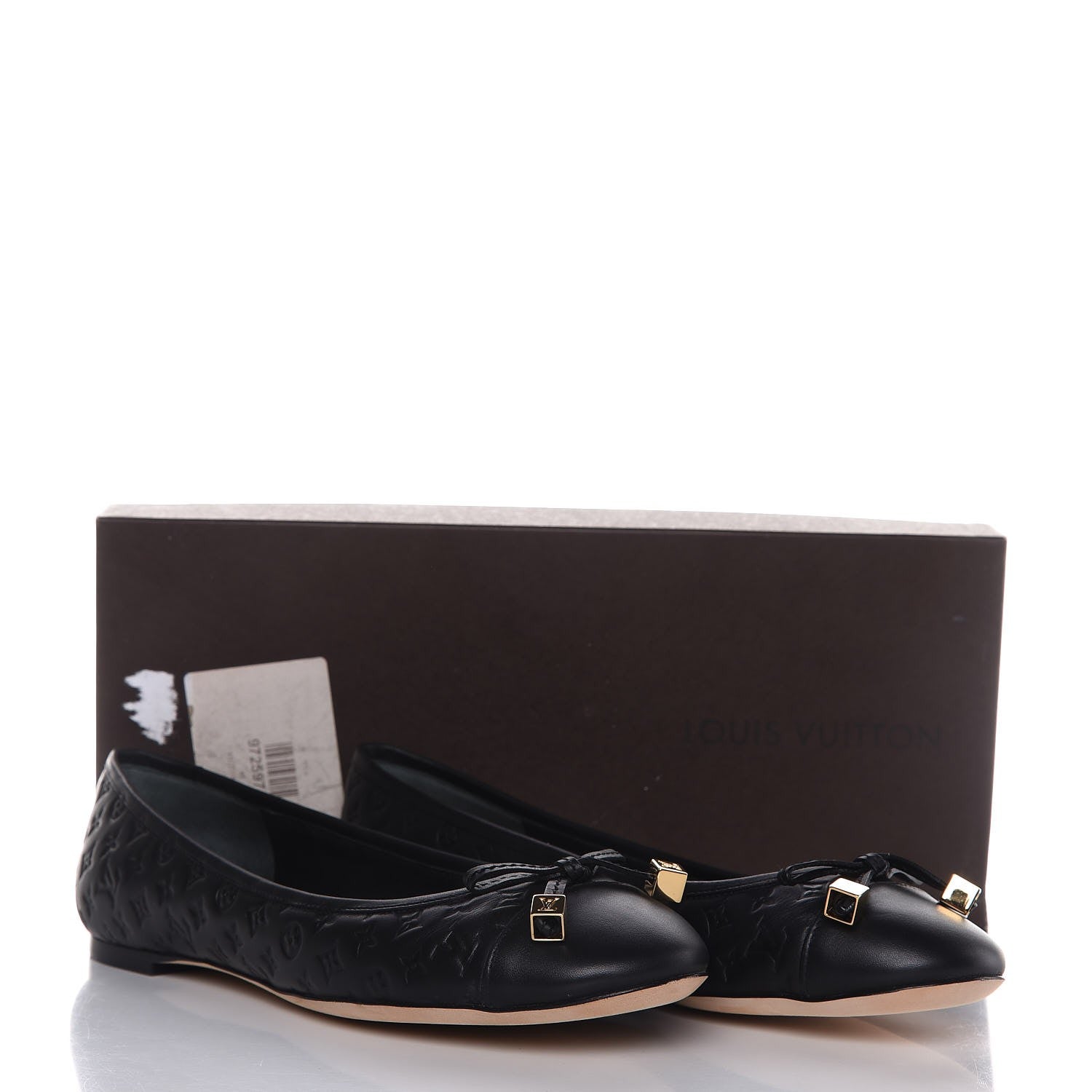 Louis Vuitton Calfskin Embossed Monogram Debbie Ballerina Flats 38.5 Black 11 of 11