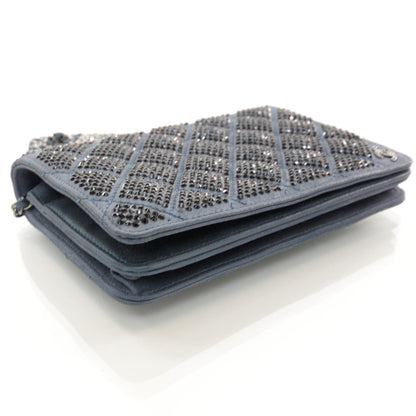 Chanel Crystal Quilted Wallet On Chain WOC Dark Blue 4 of 8
