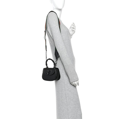 Gucci Boarded Dyana Lux Calfskin Web Monochrome Small Bamboo 1947 Top Handle Bag Black 2 of 10