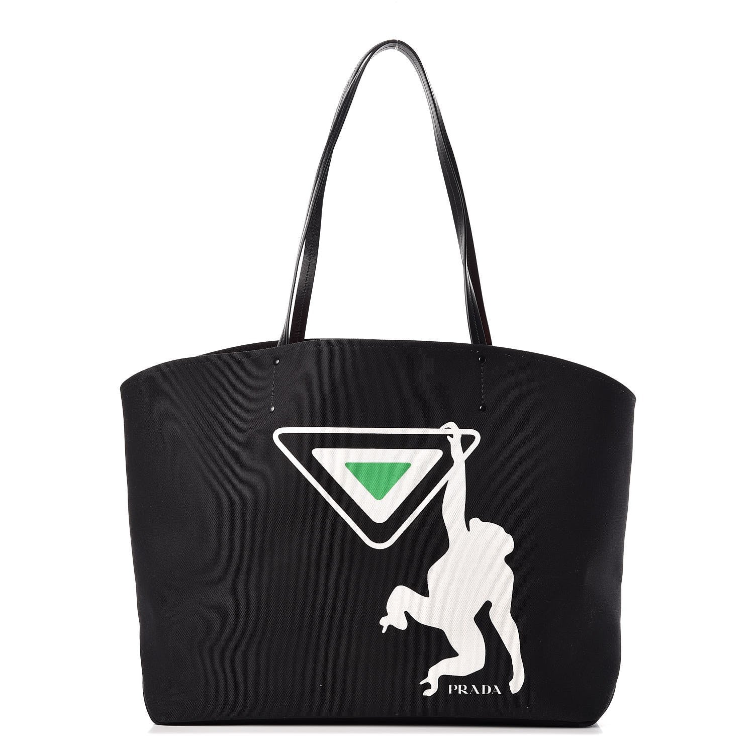Prada Canapa Monkey Print Large Soft Tote Black 1 of 11