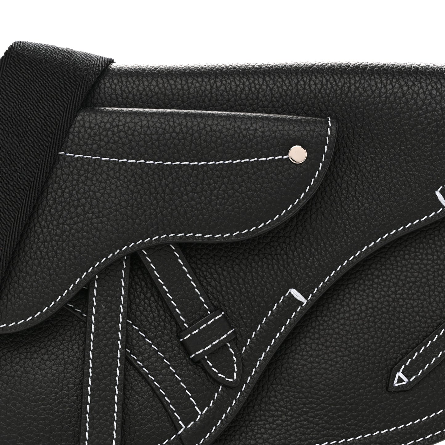 X KAWS Grained Calfskin Saddle Pouch Black