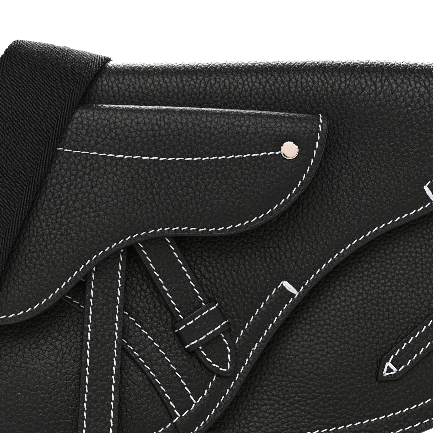 Christian Dior X KAWS Grained Calfskin Saddle Pouch Black 8 of 11
