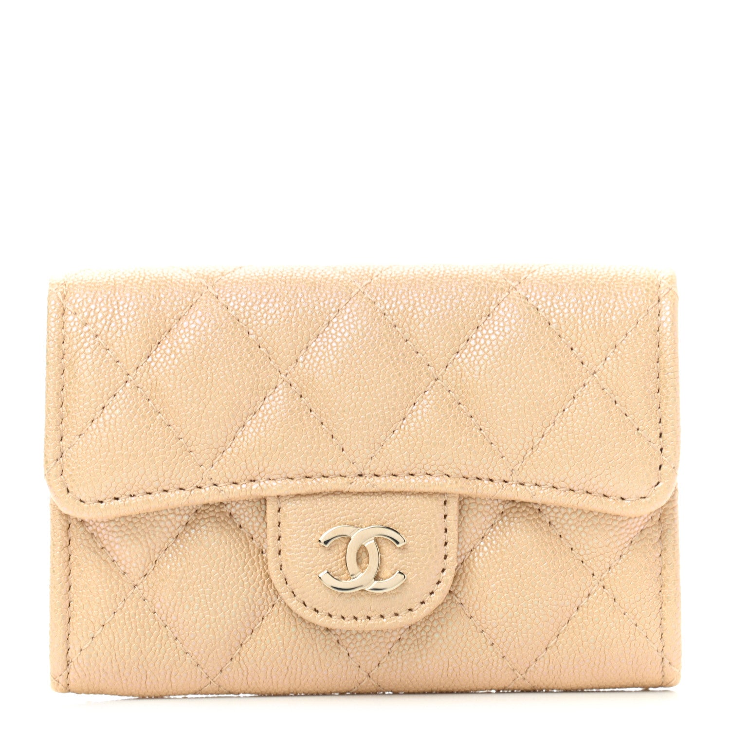 Chanel Iridescent Caviar Quilted Flap Card Holder Beige 1 of 8