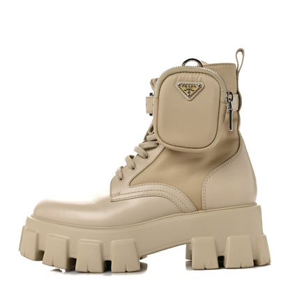 Prada Spazzolato Rois Re-Nylon Metal Triangle Logo Monolith Pouch Pocket 55mm Boots 38 Deserto 1 of 6