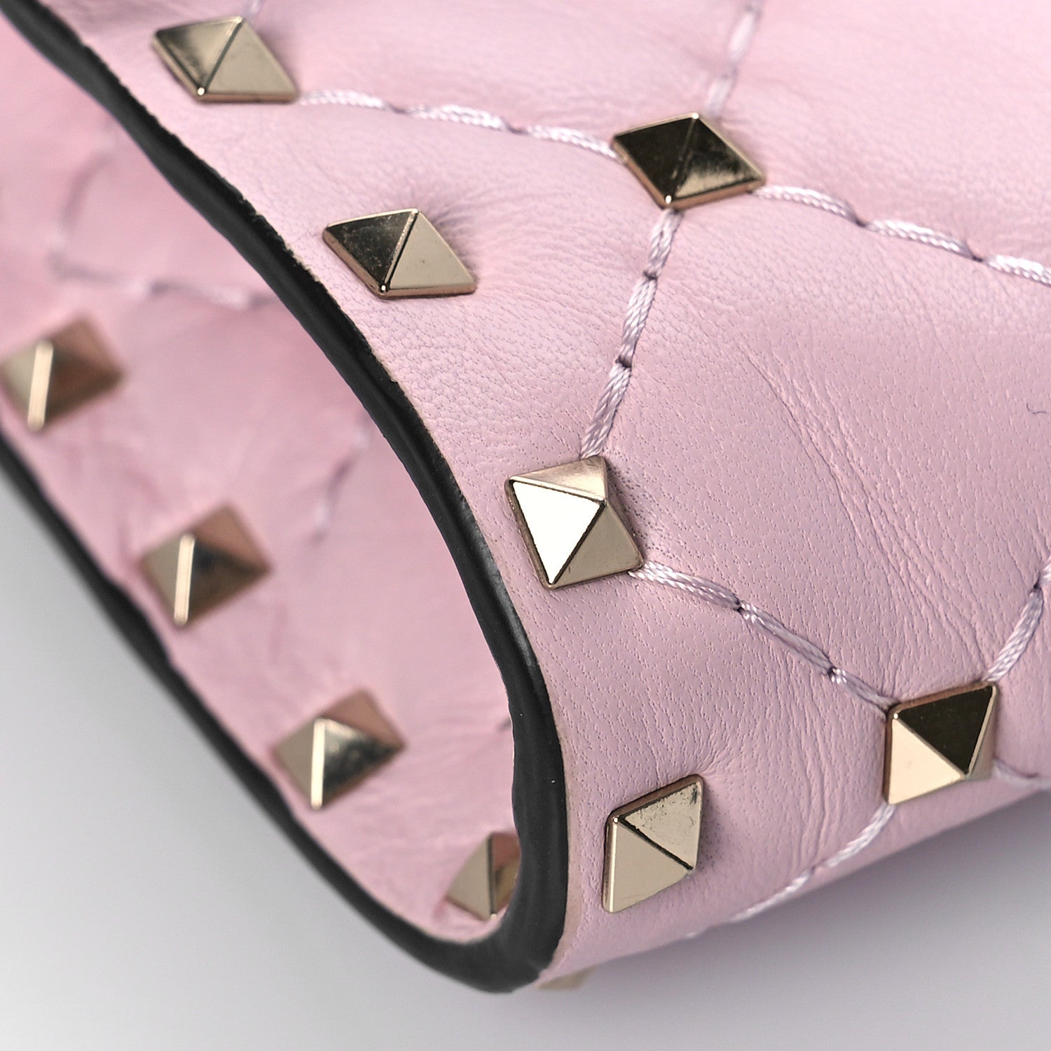 Valentino Garavani Nappa Rockstud Spike Wallet on Chain Water Rose 8 of 9