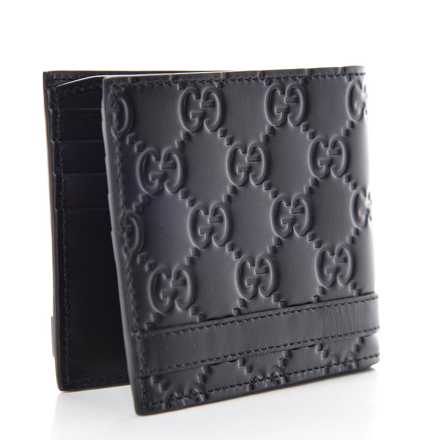 Gucci Guccissima Signature Bi-Fold Wallet Black 3 of 8