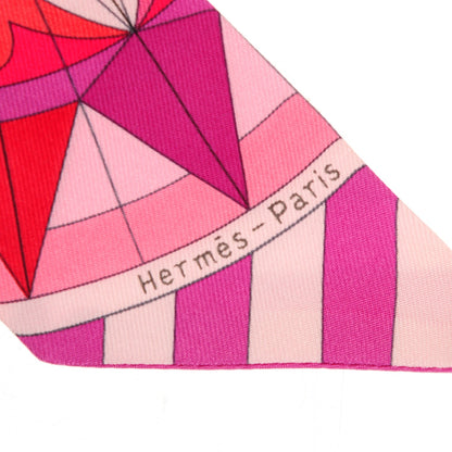 Hermes Silk Rose de Compas Twilly Fuchsia Prune Rouge 4 of 5