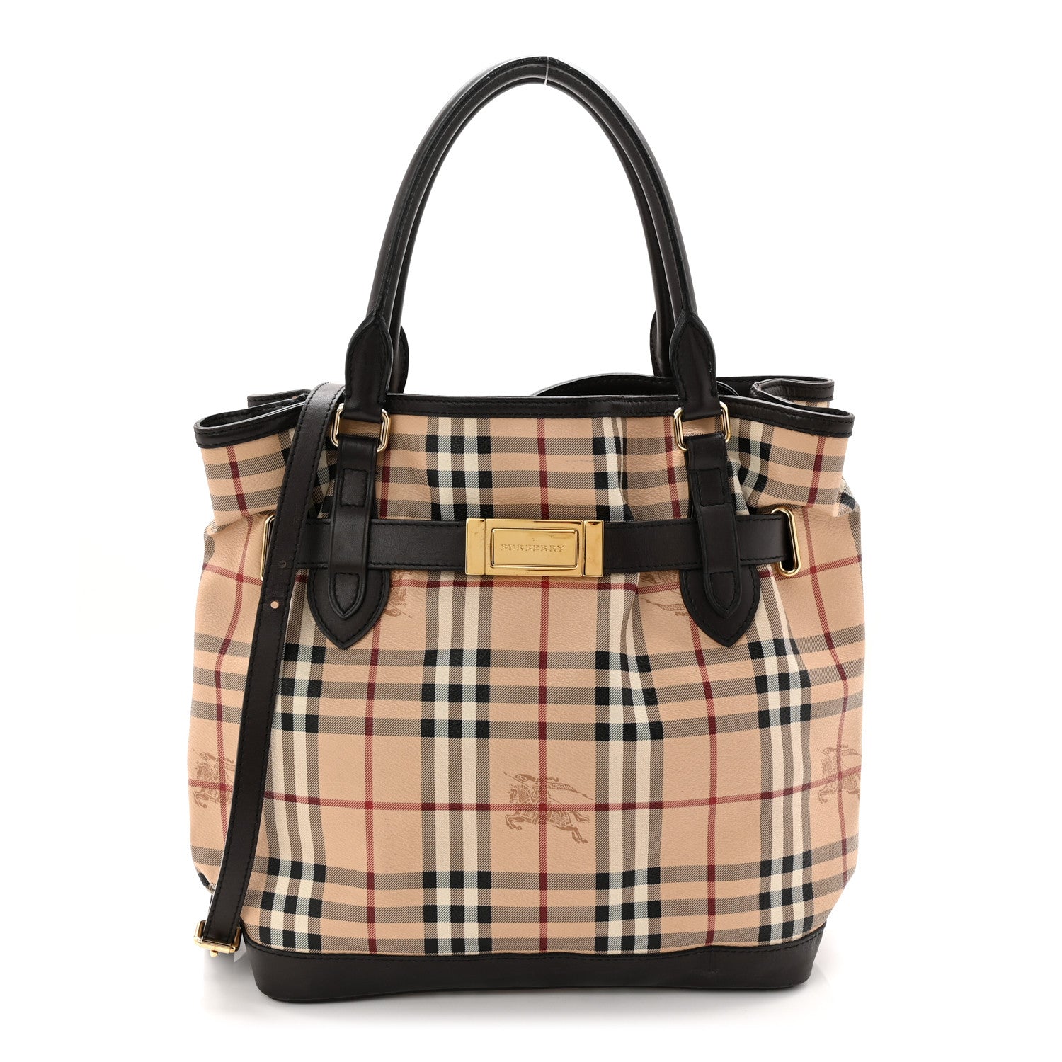 Burberry Haymarket Check Medium Golderton Tote Chocolate 1 of 12