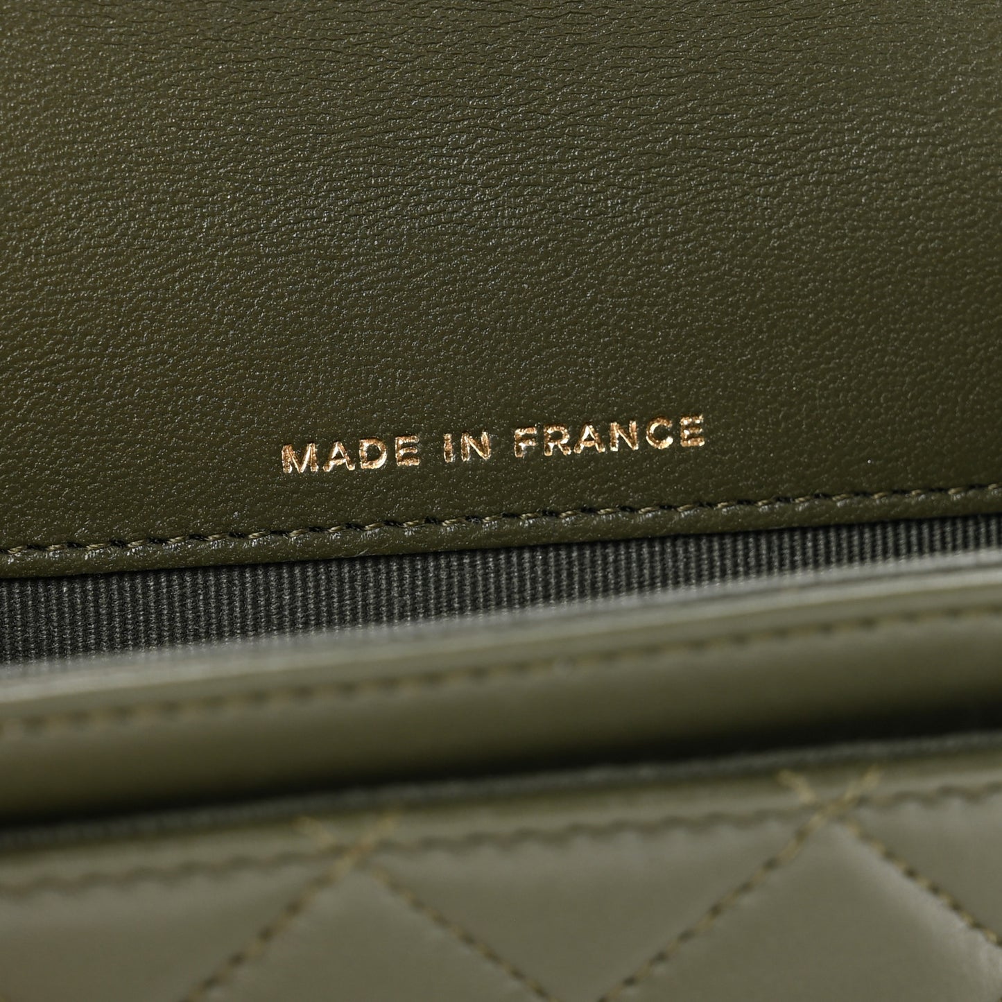 Lambskin Quilted Flap Card Holder Wallet Khaki
