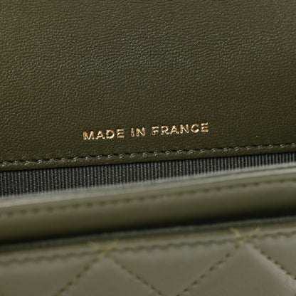 Chanel Lambskin Quilted Flap Card Holder Wallet Khaki 5 of 8