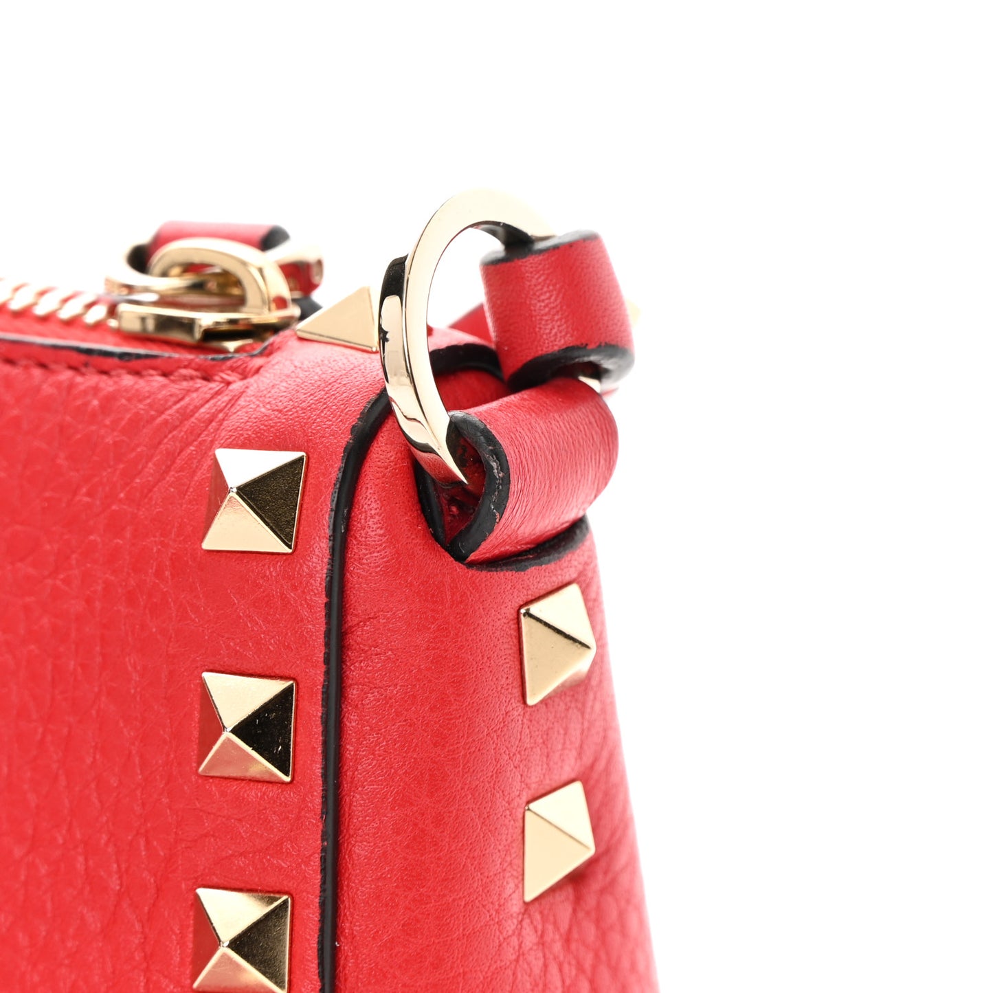 Pebbled Calfskin Small Rockstud Flip Lock Shoulder Bag Rouge Pur