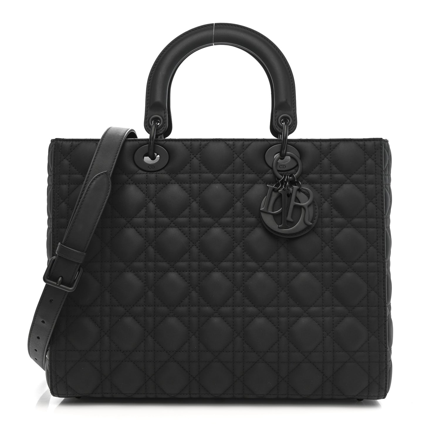 Ultra Matte Calfskin Cannage Large Lady Dior Black