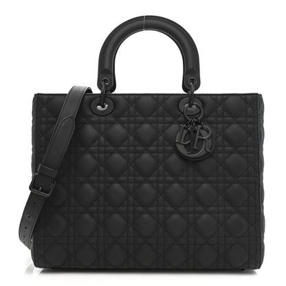Christian Dior Ultra Matte Calfskin Cannage Large Lady Dior Black 1 of 10