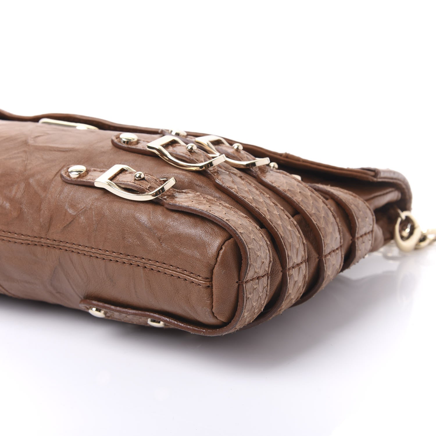 Jimmy Choo Lambskin Elaphe Snakeskin Brix Convertible Clutch Brown 8 of 8