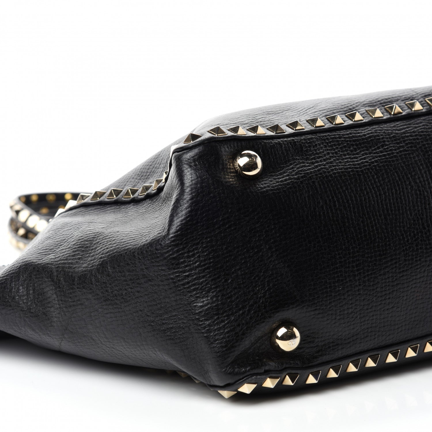 Valentino Garavani Textured Calfskin Medium Rockstud Tote Black 6 of 14