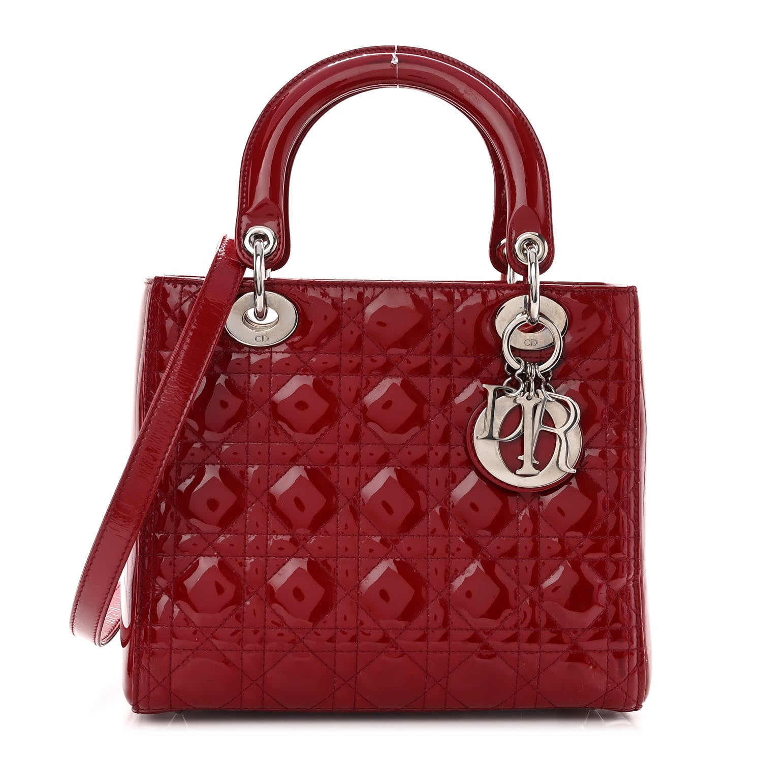 Christian Dior Patent Cannage Medium Lady Dior Red 1 of 13