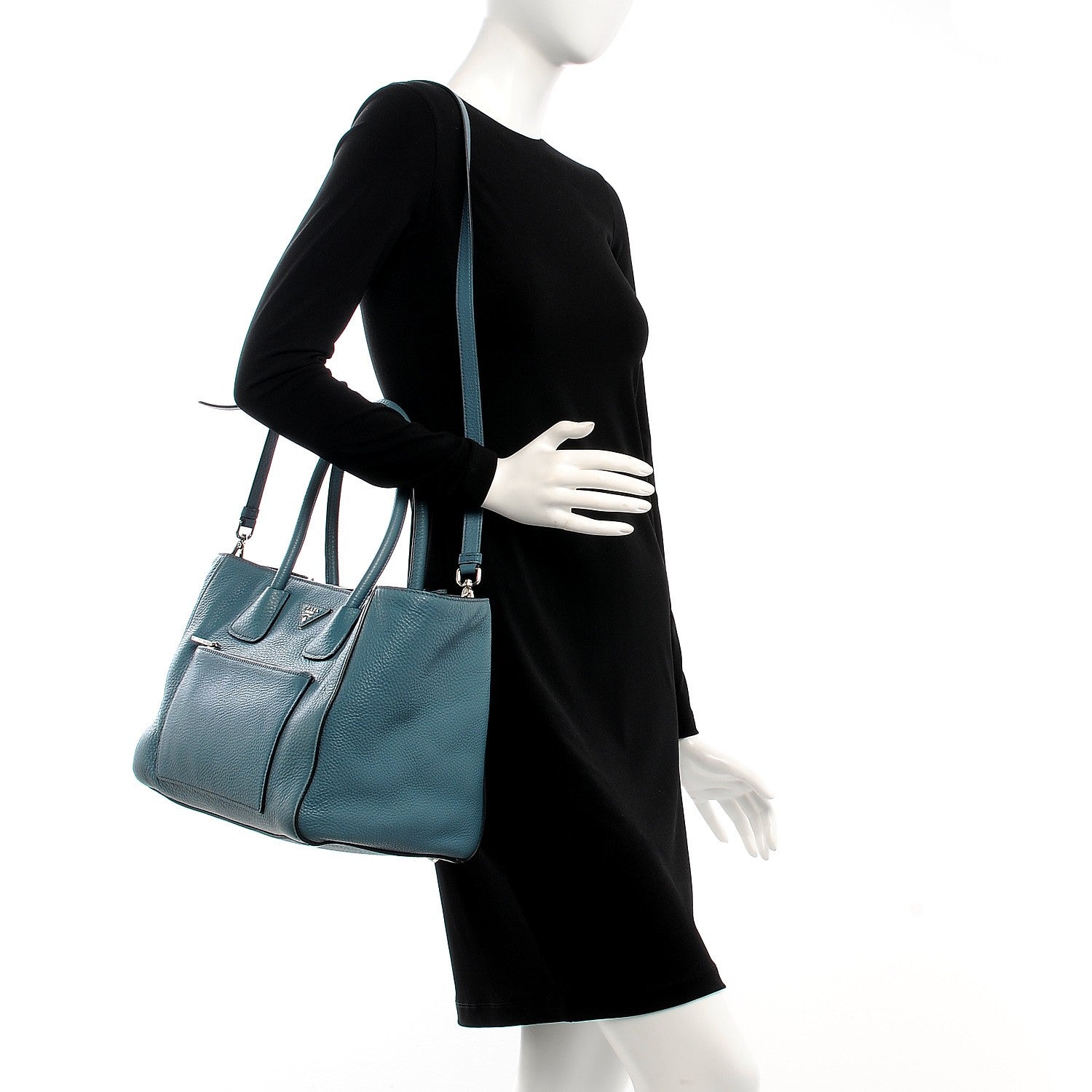 Prada Vitello Phenix Shopping Tote Marine 2 of 8