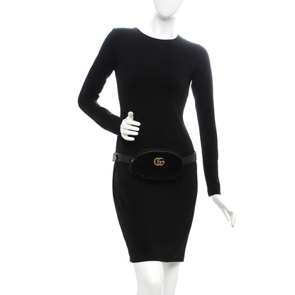 Gucci Velvet Matelasse GG Marmont Belt Bag 85 34 Black 2 of 13