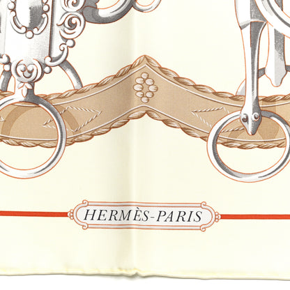 Hermes Silk Lift Profile Scarf 90 Creme Beige Gris 4 of 10