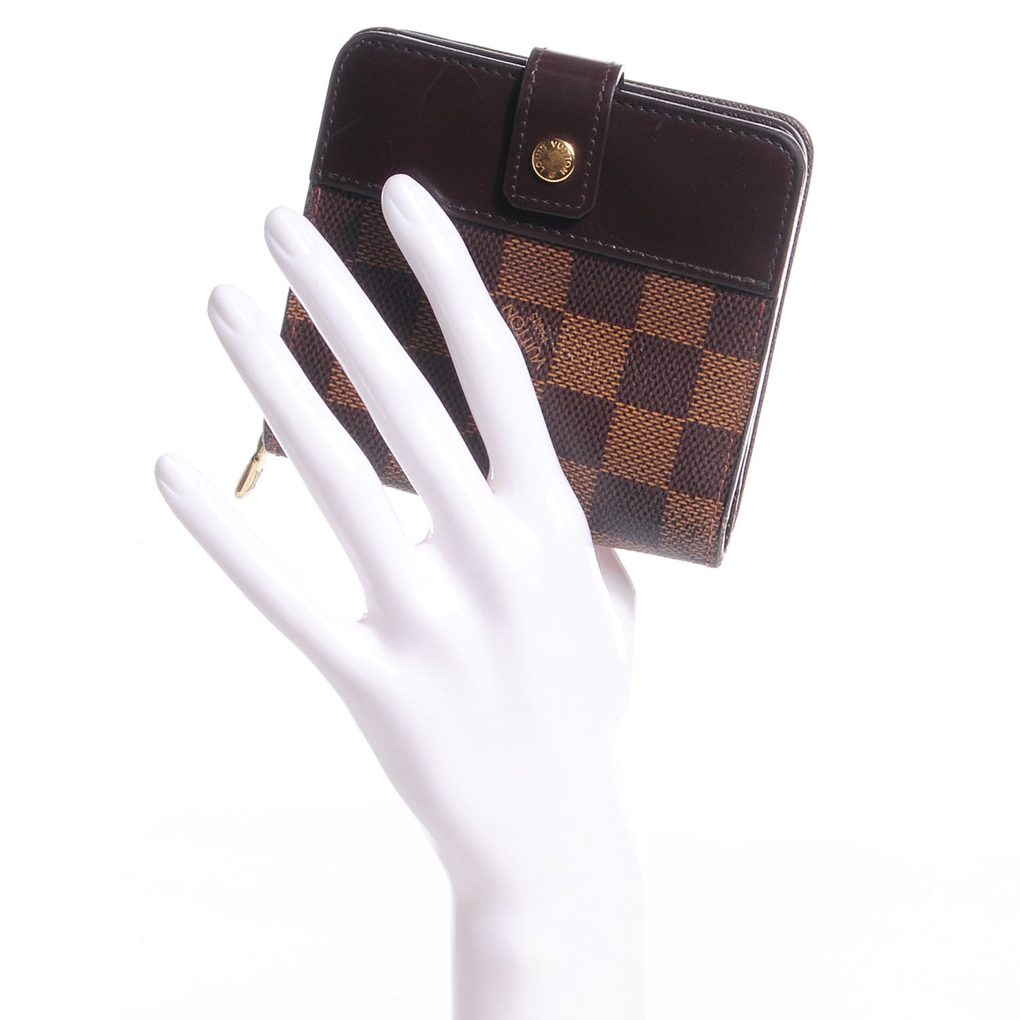 Damier Ebene Zippe Zipped Compact Wallet
