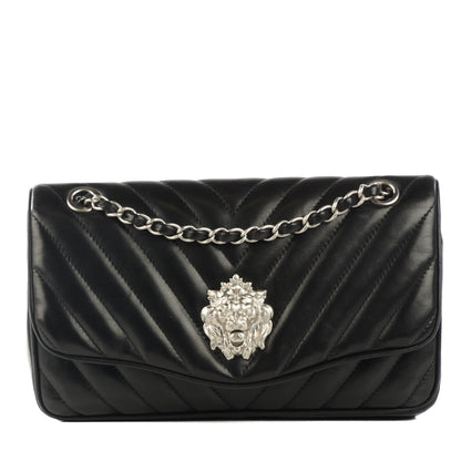 Chanel Lambskin Chevron Medium Leo Lion Flap Black 1 of 8