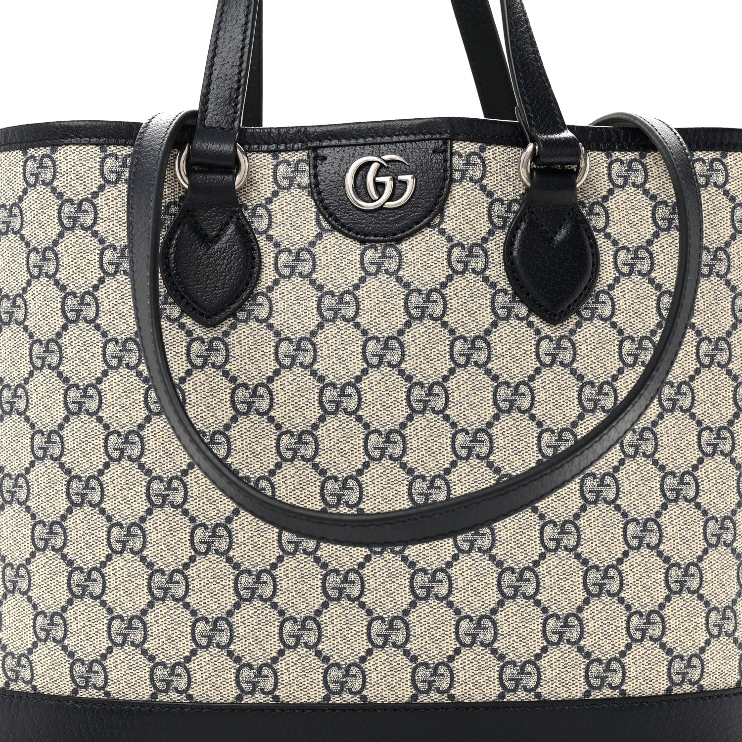 Gucci GG Supreme Monogram Textured Dollar Calfskin Medium Ophidia Shoulder Tote Bag Beige Blue 8 of 11
