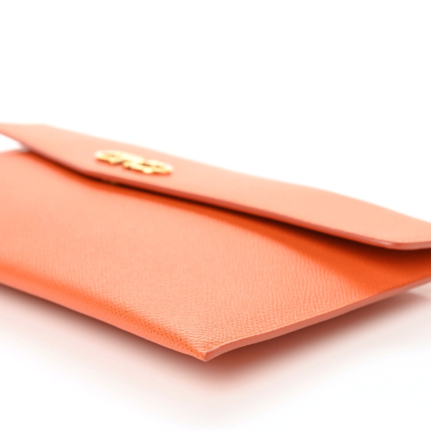 Printed Calfskin Gancio Envelope Clutch Orange