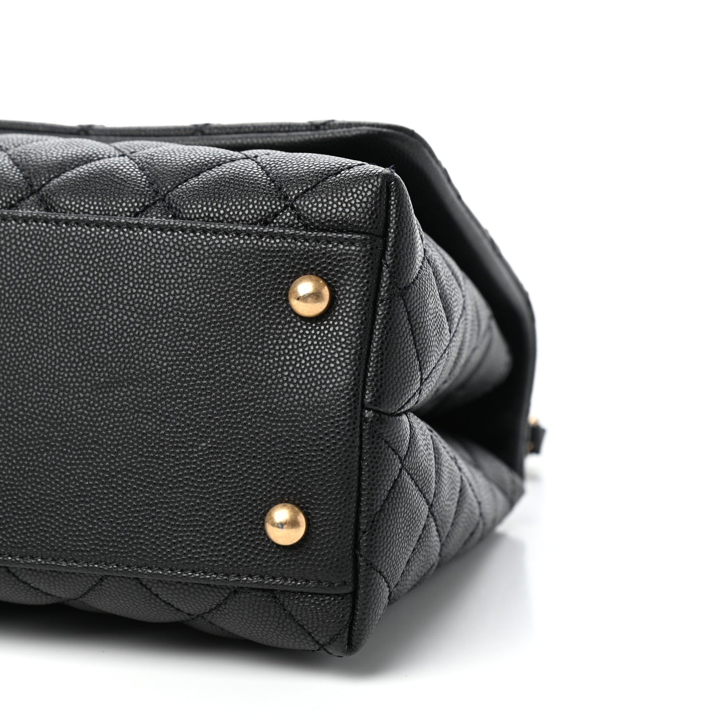 Caviar Lizard Embossed Quilted Small Coco Handle Flap Black