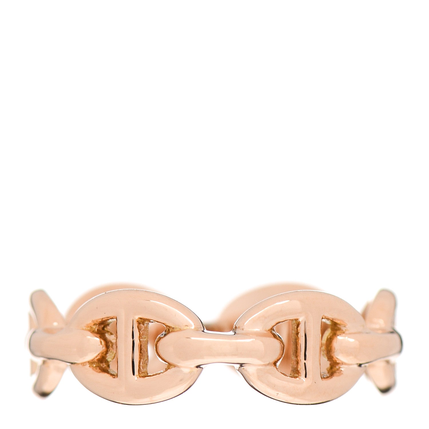 Hermes 18K Rose Gold PM Chaine D'Ancre Enchainee Ring 51 5.75 1 of 5