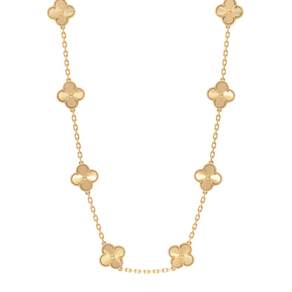 Van Cleef & Arpels 18K Yellow Gold 10 Motifs Guilloche Vintage Alhambra Necklace 1 of 5
