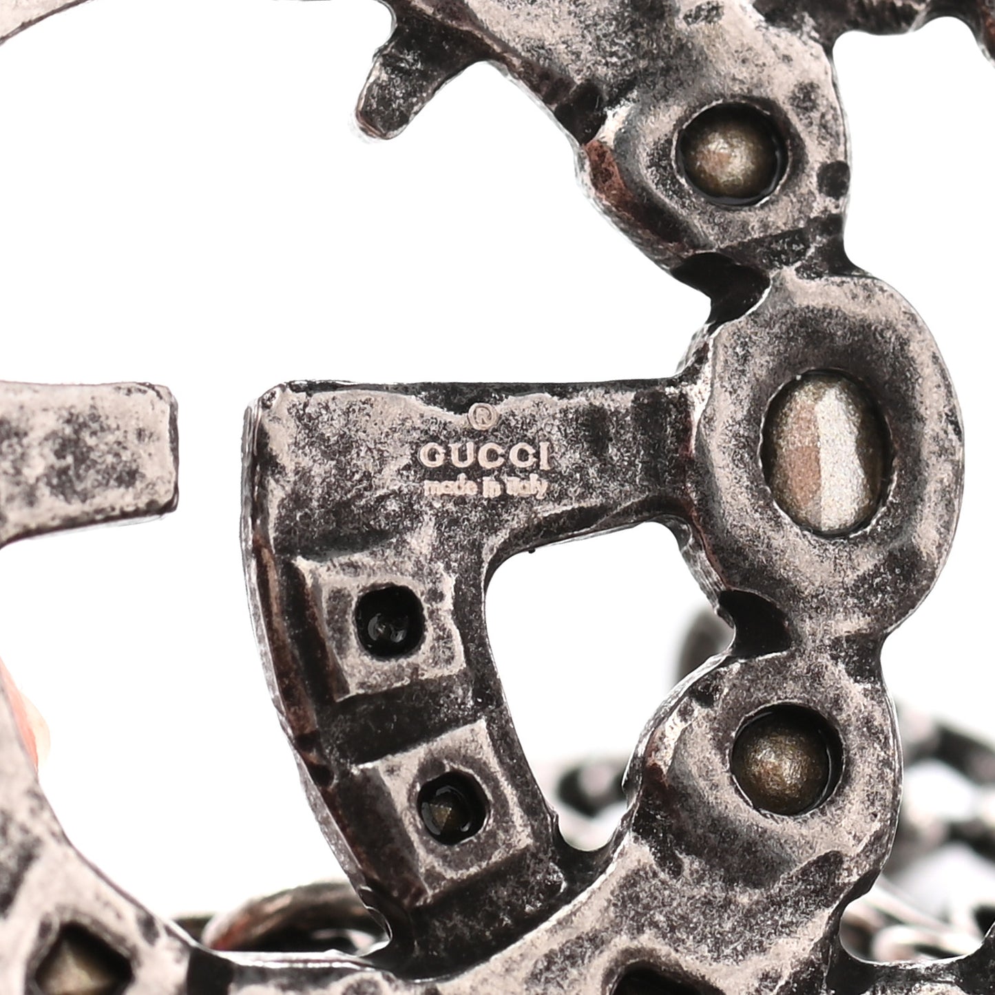 Oxidized Palladium Crystal Double G Bracelet Silver
