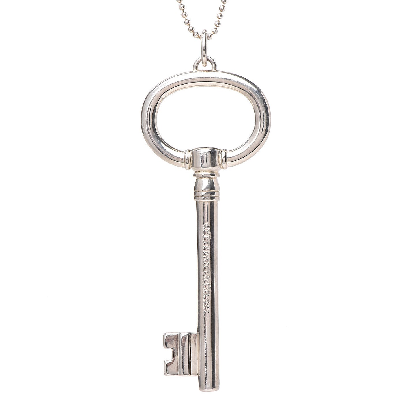 Sterling Silver Oval Key Pendant Necklace