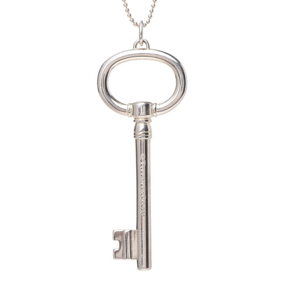 Tiffany Sterling Silver Oval Key Pendant Necklace 5 of 7