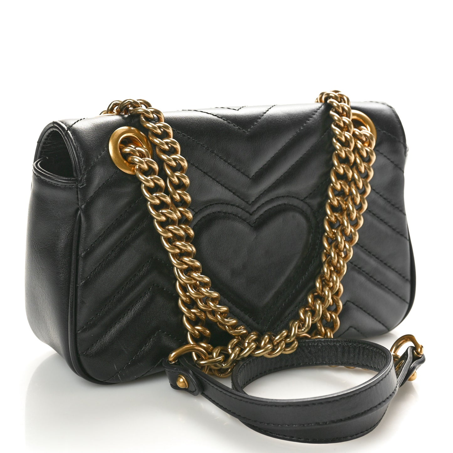 Calfskin Matelasse Mini GG Marmont Shoulder Bag Black