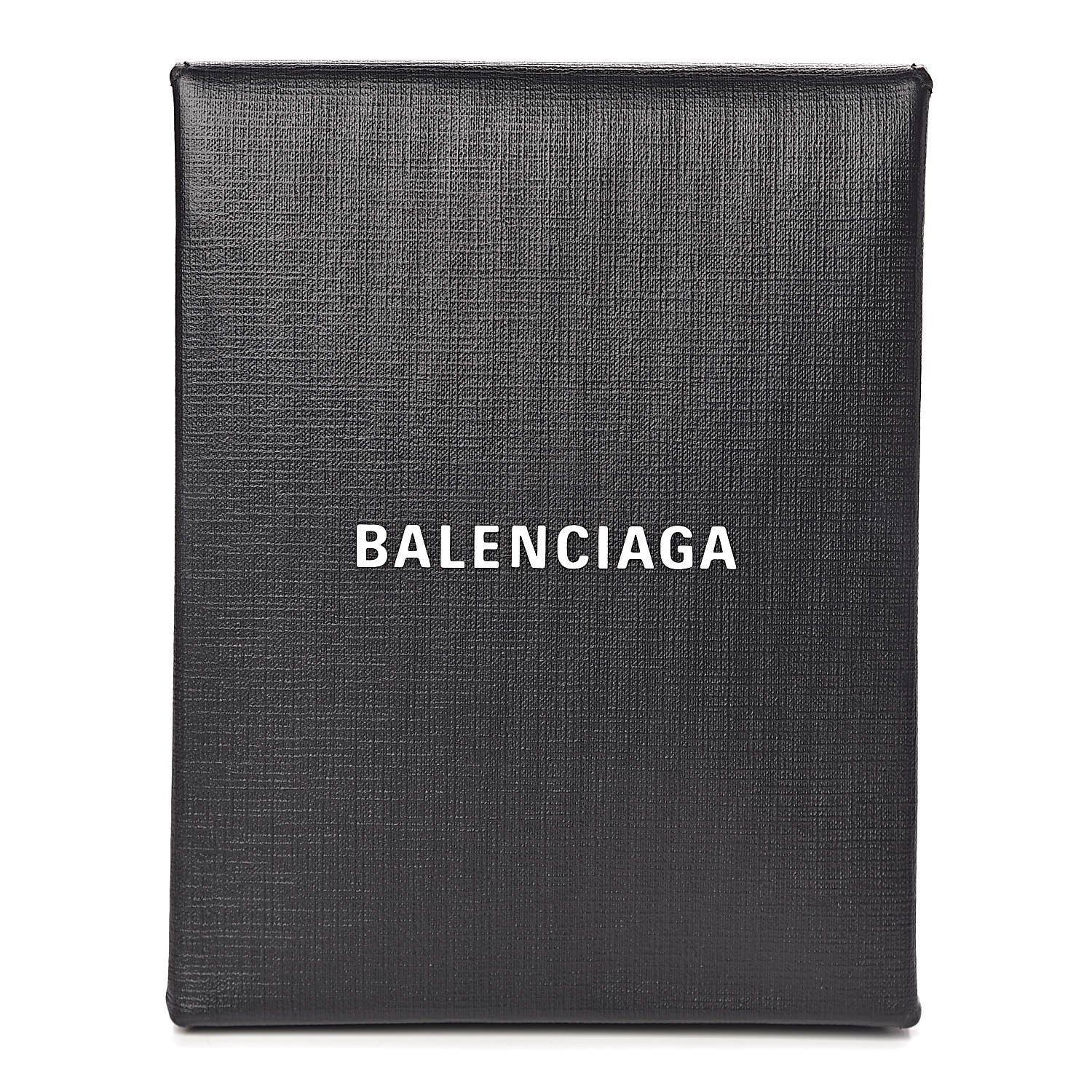Balenciaga Squared Calfskin Logo Shopping Envelope Clutch Black 1 of 8