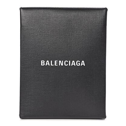 Balenciaga Squared Calfskin Logo Shopping Envelope Clutch Black 1 of 8