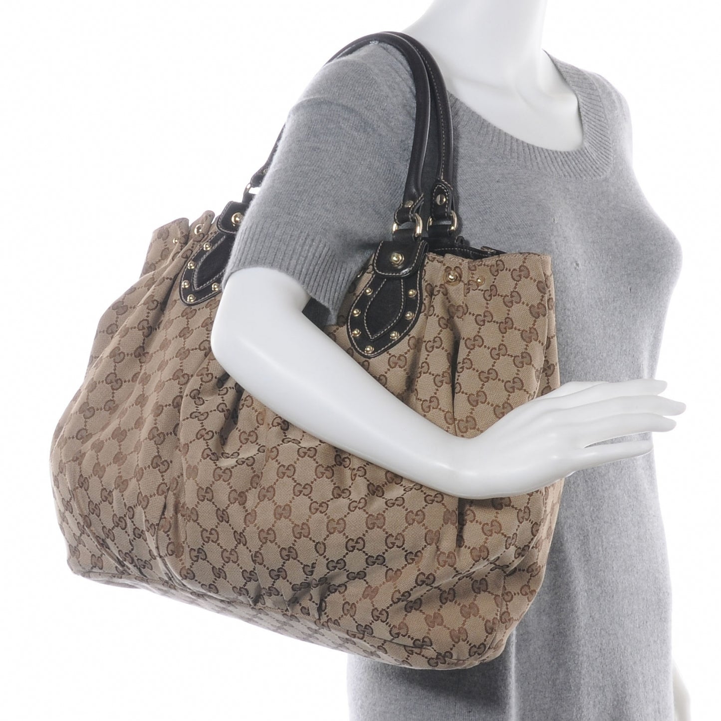 Monogram Studded Pelham Tote Brown