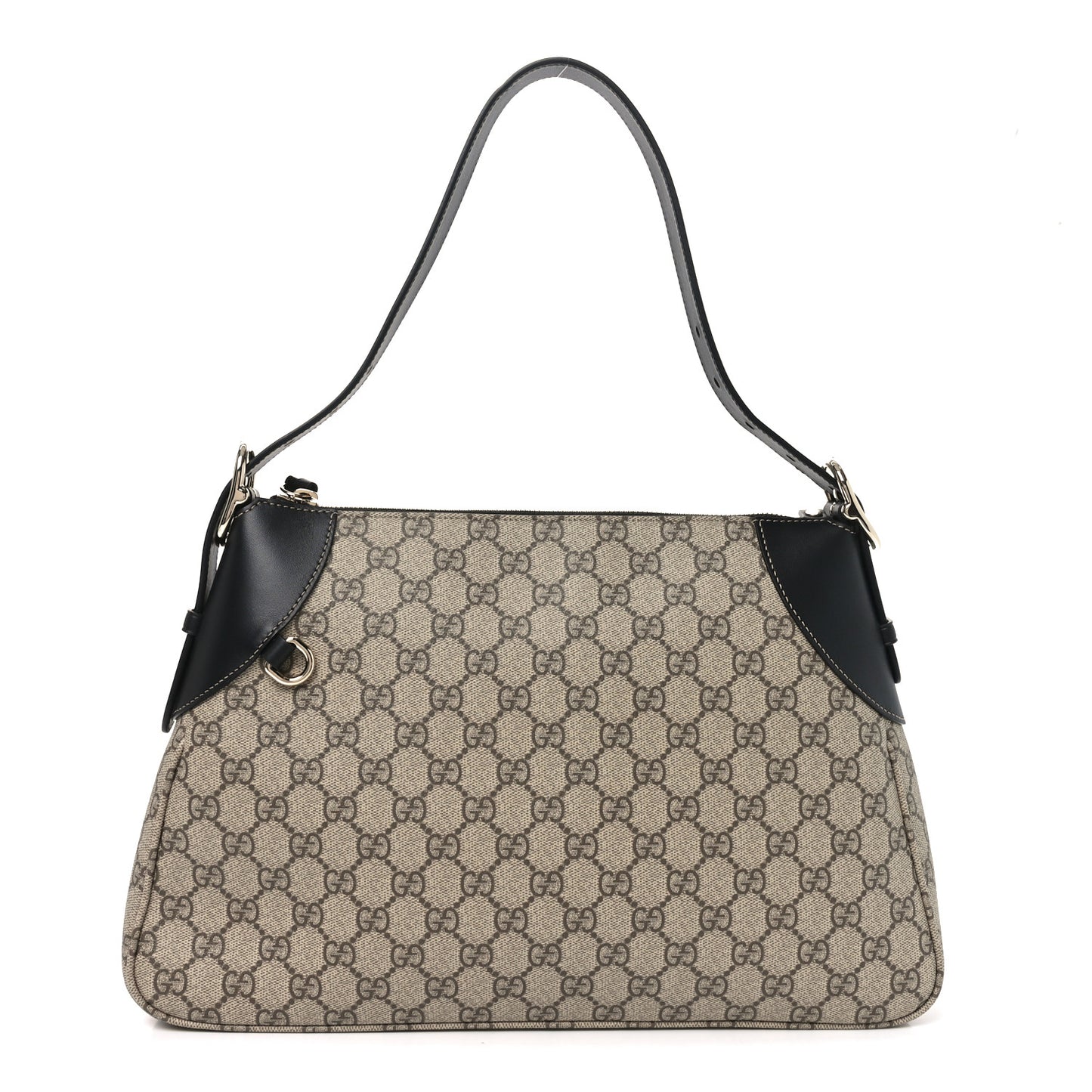 GG Supreme Monogram Emblem Medium Shoulder Bag Beige Ebony Black