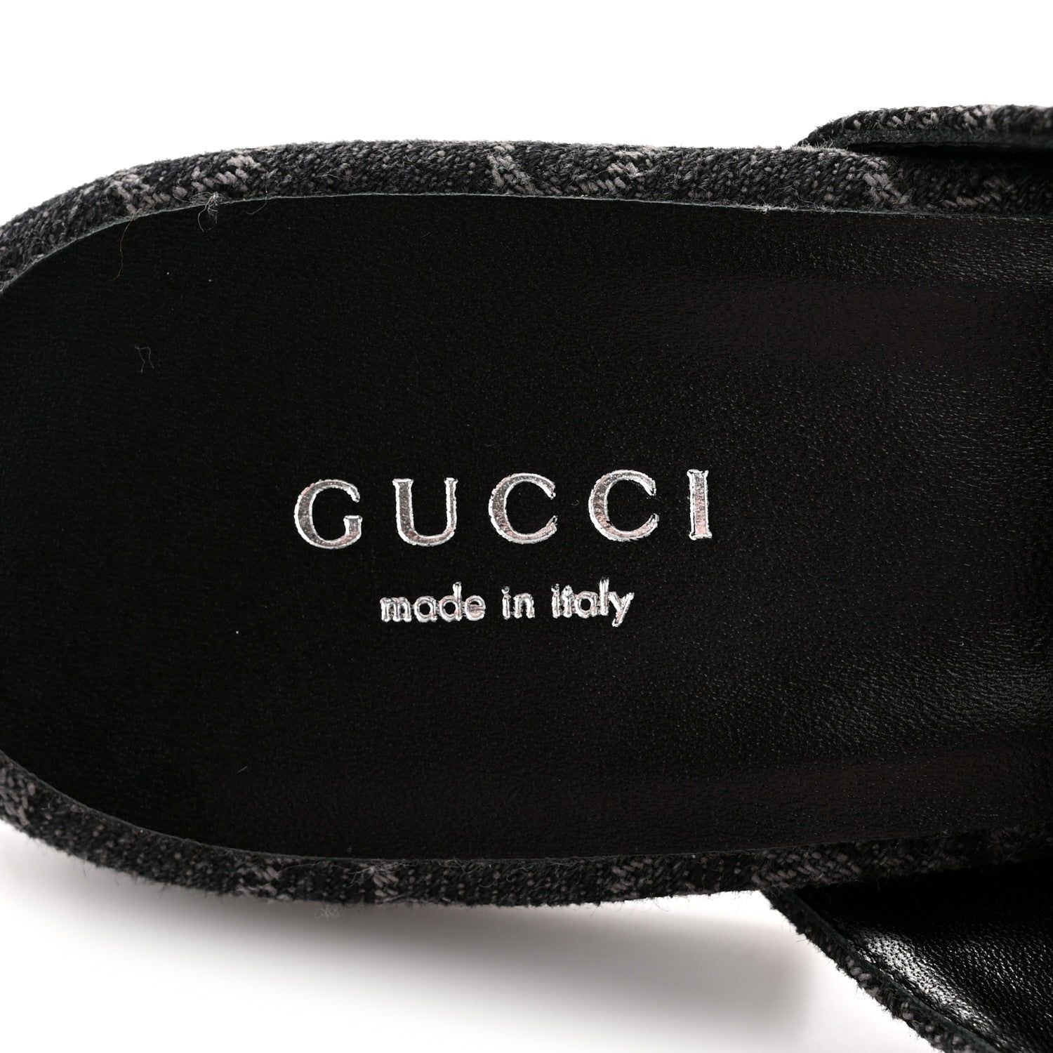 GUCCI ハイヒール デニム GG柄 36C スクウェアトュ モノグラム Gucci New Denim GG Malaga Kid Womens Princetown Slippers 36 Grey