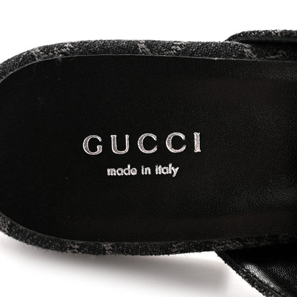 Gucci New Denim GG Malaga Kid Womens Princetown Slippers 36 Grey Black 8 of 10