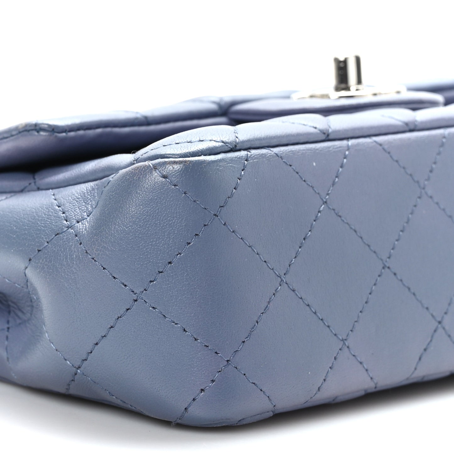 Lambskin Quilted Mini Rectangular Flap Light Purple
