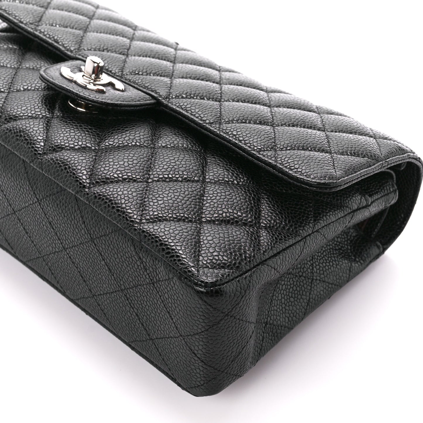 Caviar Quilted Medium Double Flap Black