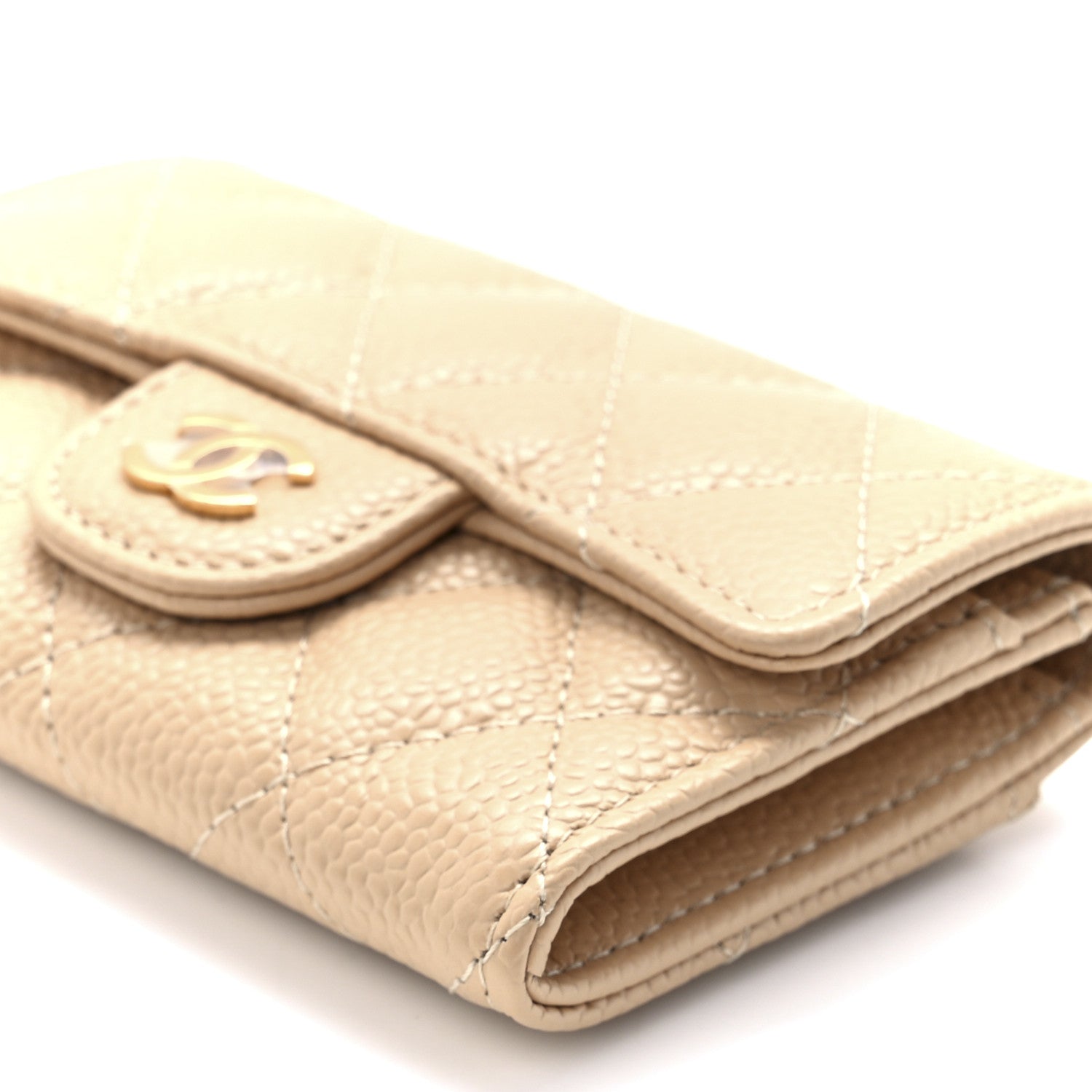 Chanel Caviar Quilted Flap Card Holder Wallet Light Beige 12 of 13