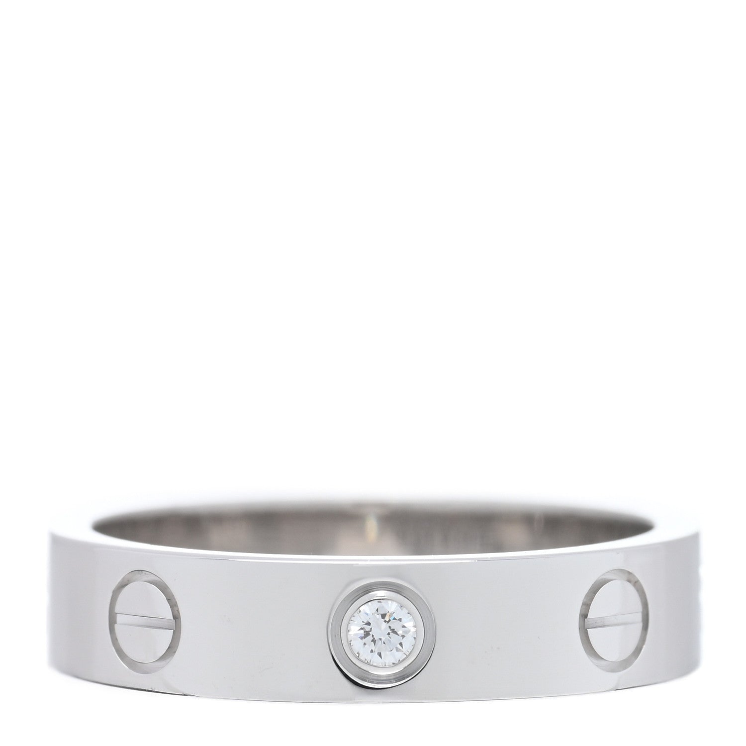 Cartier 18K White Gold Diamond 3.5mm LOVE Wedding Band Ring 50 5.25 1 of 5
