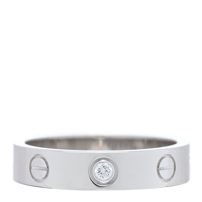 Cartier 18K White Gold Diamond 3.5mm LOVE Wedding Band Ring 50 5.25 1 of 5