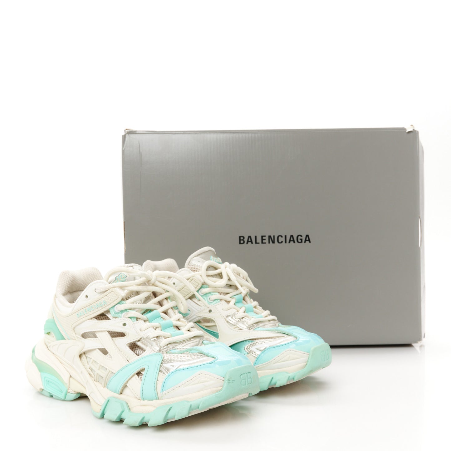 Rubber Mesh Tri-Color Womens Track.2 Open Sneakers 36 Mint Light Beige Grey
