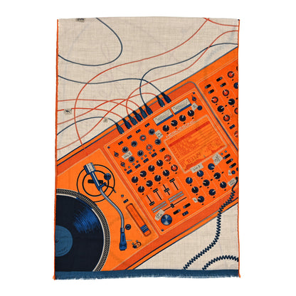 Hermes Cashmere Silk Last Night Rectangle Scarf Naturel Orange Petrol 2 of 5